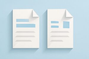 Editorial illustration in origami-folded style depicting two FHIR resources with noise fields folded away and clinical differences highlighted