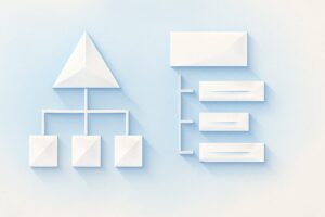 Editorial illustration in origami-folded style depicting structural vs semantic FHIR diff modes side-by-side